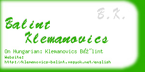 balint klemanovics business card